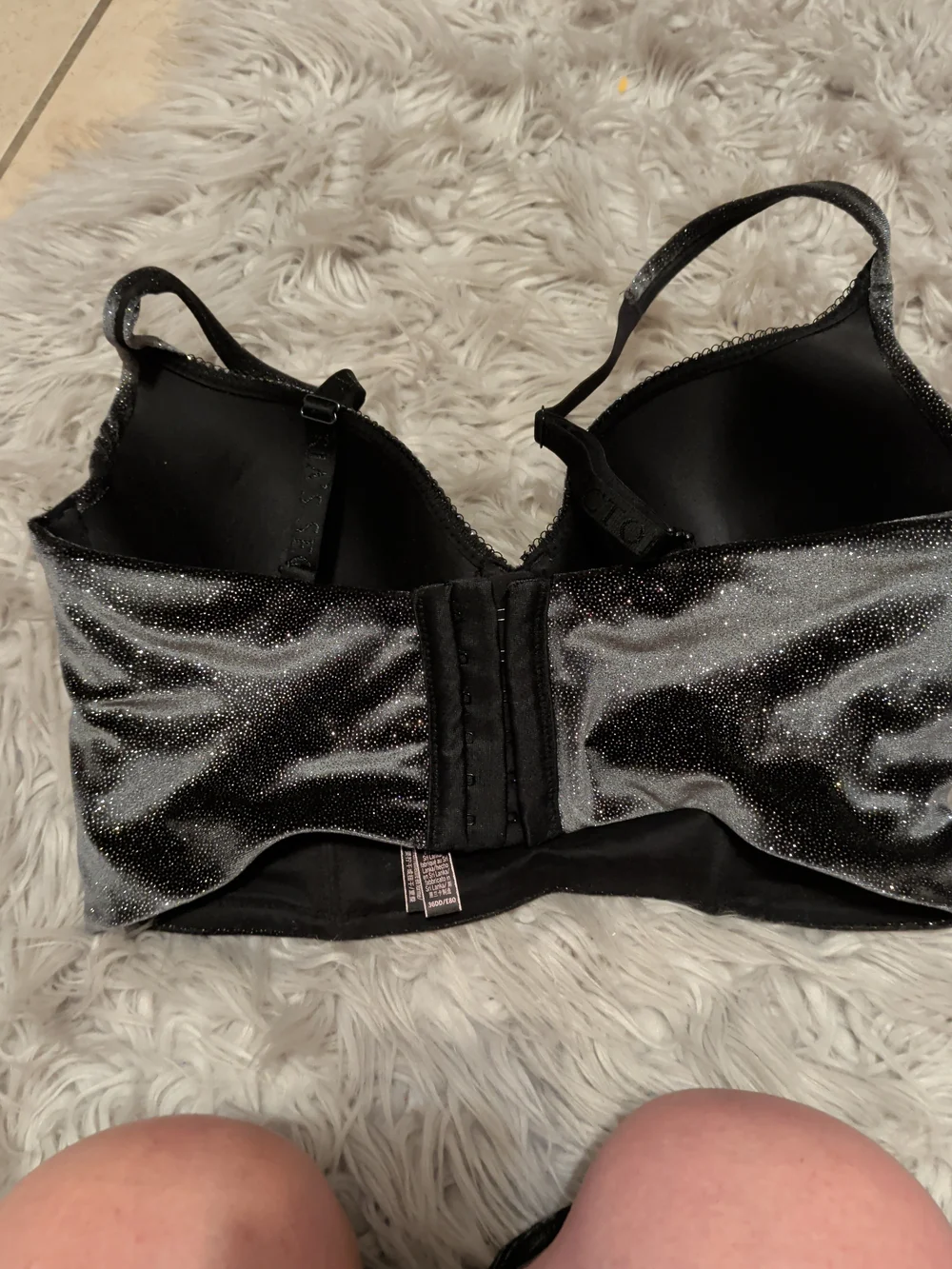 Victoria's Secret Black Sparkle Longline Push-Up Bralette